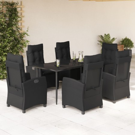 Set de comedor de jardín 7 pzas y cojines ratán sintético negro de , Conjuntos de jardín - Ref: Foro24-3212748, Precio: 883,4...