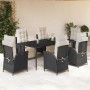 Set de comedor de jardín 7 pzas y cojines ratán sintético negro en Conjuntos de jardín | Comprar online en Foru.es