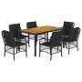 Set de comedor de jardín 7 pzas y cojines ratán sintético negro de , Conjuntos de jardín - Ref: Foro24-3212045, Precio: 642,1...