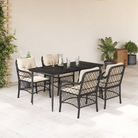 Set de muebles jardín 5 pzas con cojines ratán sintético negro de , Conjuntos de jardín - Ref: Foro24-3212085, Precio: 486,88...