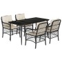 Set de muebles jardín 5 pzas con cojines ratán sintético negro de , Conjuntos de jardín - Ref: Foro24-3212085, Precio: 486,88...