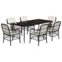 Set de comedor de jardín 7 pzas y cojines ratán sintético negro de , Conjuntos de jardín - Ref: Foro24-3212087, Precio: 754,4...