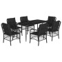 Set de comedor de jardín 7 pzas y cojines ratán sintético negro de , Conjuntos de jardín - Ref: Foro24-3212100, Precio: 633,5...