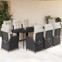 Set de comedor de jardín 9 pzas y cojines ratán sintético negro en Conjuntos de jardín | Comprar online en Foru.es