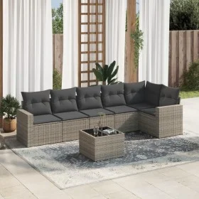 Set de sofás de jardín 7 piezas con cojines ratán PE gris de , Sofás modulares de exterior - Ref: Foro24-3251337, Precio: 435...