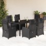 Set de comedor de jardín 7 pzas y cojines ratán sintético negro de , Conjuntos de jardín - Ref: Foro24-3212891, Precio: 938,8...
