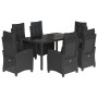 Set de comedor de jardín 7 pzas y cojines ratán sintético negro de , Conjuntos de jardín - Ref: Foro24-3212891, Precio: 938,8...