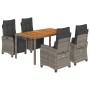 Set comedor de jardín 5 piezas con cojines ratán sintético gris de , Conjuntos de jardín - Ref: Foro24-3212914, Precio: 667,3...