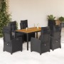 Set de comedor de jardín 7 pzas y cojines ratán sintético negro de , Conjuntos de jardín - Ref: Foro24-3212909, Precio: 935,2...