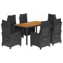 Set de comedor de jardín 7 pzas y cojines ratán sintético negro de , Conjuntos de jardín - Ref: Foro24-3212909, Precio: 935,2...