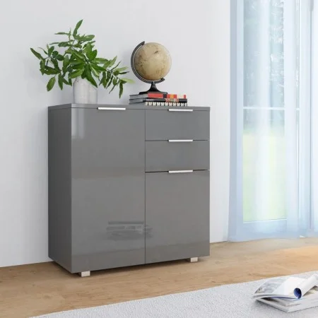 Aparador de aglomerado gris brillante 71x35x80 cm de vidaXL, Aparadores - Ref: Foro24-283717, Precio: 134,98 €, Descuento: %