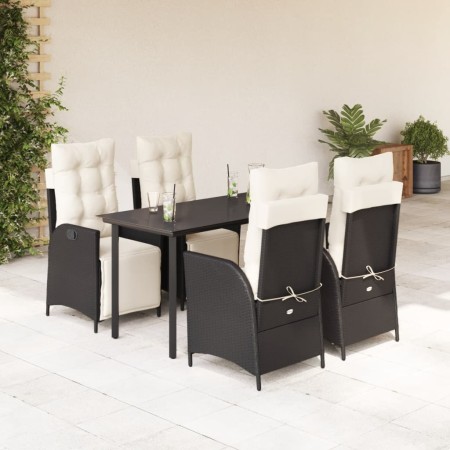 Set de muebles jardín 5 pzas con cojines ratán sintético negro en Conjuntos de jardín | Comprar online en Foru.es