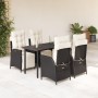 Set de muebles jardín 5 pzas con cojines ratán sintético negro en Conjuntos de jardín | Comprar online en Foru.es