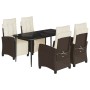 Set comedor de jardín 5 piezas y cojines ratán sintético marrón de , Conjuntos de jardín - Ref: Foro24-3212977, Precio: 690,7...