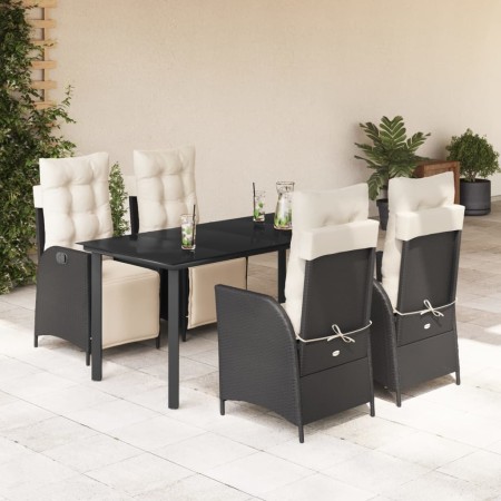 Set de muebles jardín 5 pzas con cojines ratán sintético negro en Conjuntos de jardín | Comprar online en Foru.es