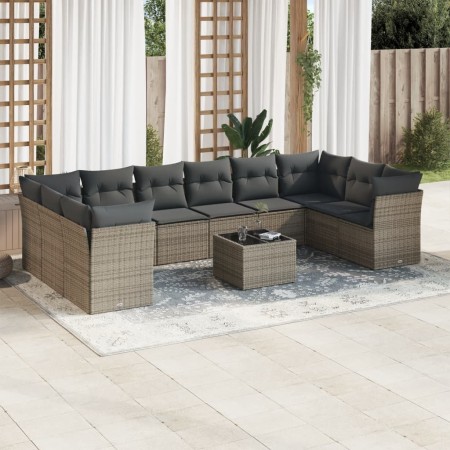Set de sofás de jardín 11 pzas y cojines ratán sintético gris de , Conjuntos de jardín - Ref: Foro24-3250049, Precio: 630,76 ...