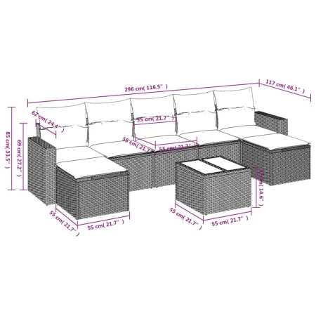 Garden sofa set with beige cushions 8 pcs PE rattan by , Modular outdoor sofas - Ref: Foro24-3251685, Price: 513,38 €, Discou...