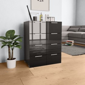 Aparador de madera de ingeniería negro brillante 60x35x80 cm de vidaXL, Cajoneras - Ref: Foro24-283713, Precio: 137,55 €, Des...