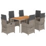 Set comedor jardín 7 pzas y cojines ratán sintético gris de , Conjuntos de jardín - Ref: Foro24-3212244, Precio: 815,83 €, De...