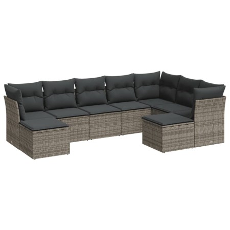 Set de muebles de jardín 9 pzas y cojines ratán sintético gris de , Conjuntos de jardín - Ref: Foro24-3250409, Precio: 563,18...