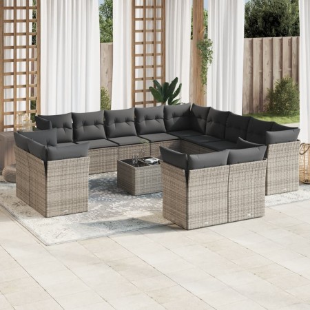 Set de sofás de jardín 14 pzas con cojines ratán sintético gris de , Conjuntos de jardín - Ref: Foro24-3250399, Precio: 908,2...