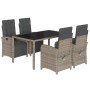 Set comedor de jardín 5 piezas con cojines ratán sintético gris de , Conjuntos de jardín - Ref: Foro24-3212464, Precio: 622,7...