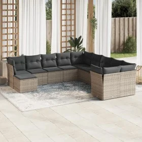 Set de sofás de jardín 11 pzas y cojines ratán sintético gris de , Conjuntos de jardín - Ref: Foro24-3250449, Precio: 642,43 ...