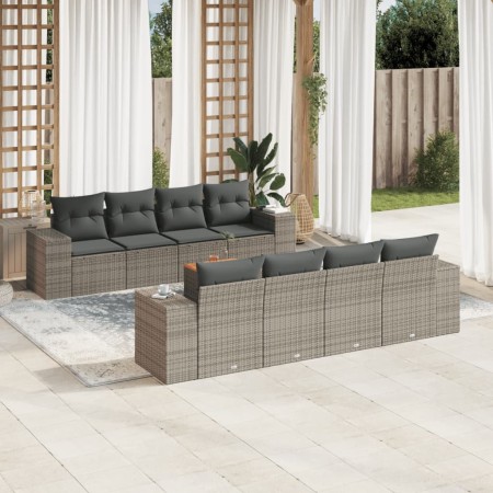 Set de muebles de jardín 9 pzas y cojines ratán sintético gris de , Conjuntos de jardín - Ref: Foro24-3257698, Precio: 571,01...