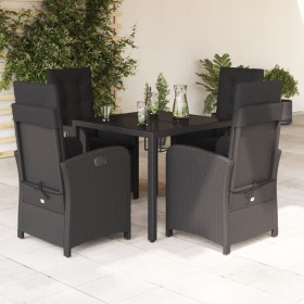 Set de muebles jardín 5 pzas con cojines ratán sintético negro de , Conjuntos de jardín - Ref: Foro24-3212204, Precio: 520,48...