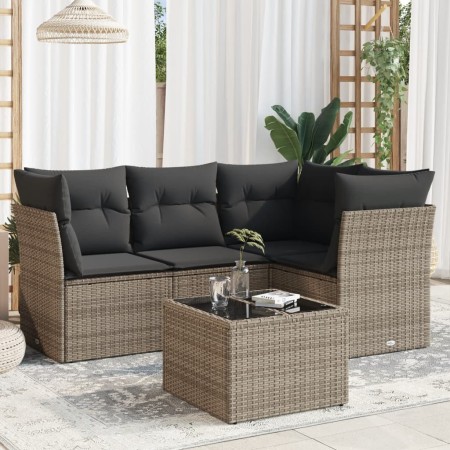 Juego de sofás jardín con cojines 5 pzas ratán sintético gris de , Conjuntos de jardín - Ref: Foro24-3249429, Precio: 340,08 ...
