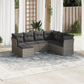 Set de sofás de jardín 7 piezas con cojines ratán PE gris de , Conjuntos de jardín - Ref: Foro24-3249829, Precio: 437,71 €, D...