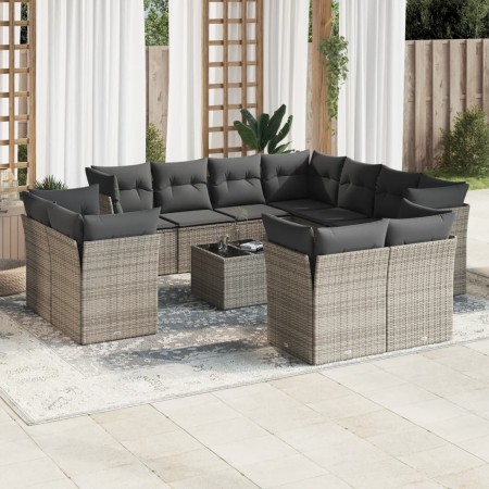 Set de sofás de jardín 12 pzas con cojines ratán sintético gris de , Conjuntos de jardín - Ref: Foro24-3250359, Precio: 848,8...