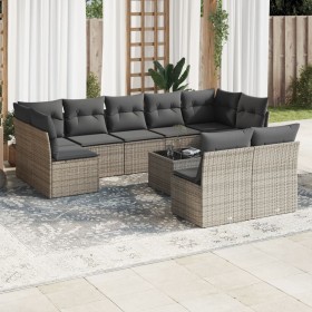 Set de sofás de jardín 10 pzas con cojines ratán sintético gris de , Conjuntos de jardín - Ref: Foro24-3249999, Precio: 628,8...