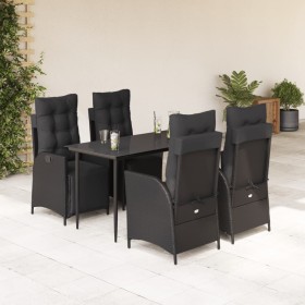 Set de muebles jardín 5 pzas con cojines ratán sintético negro en Conjuntos de jardín | Comprar online en Foru.es