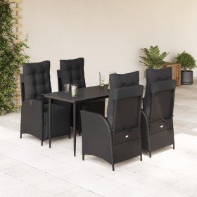 Set de muebles jardín 5 pzas con cojines ratán sintético negro en Conjuntos de jardín | Comprar online en Foru.es