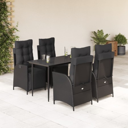 Set de muebles jardín 5 pzas con cojines ratán sintético negro en Conjuntos de jardín | Comprar online en Foru.es