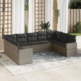 Set de muebles de jardín 9 pzas y cojines ratán sintético gris de , Sofás modulares de exterior - Ref: Foro24-3251737, Precio...