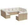 Set de sofás de jardín 11pzas con cojines ratán sintético beige de , Conjuntos de jardín - Ref: Foro24-3250187, Precio: 673,1...