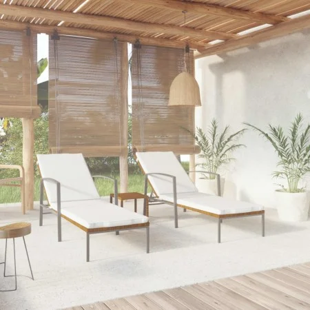 Sun loungers with table 2 units brown synthetic rattan by , Loungers - Ref: Foro24-317642, Price: 204,02 €, Discount: %