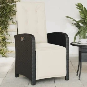 Sillón reclinable de jardín con reposapiés ratán PE negro de , Sillas de jardín - Ref: Foro24-365184, Precio: 145,87 €, Descu...