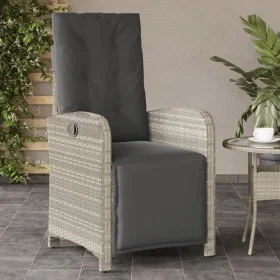 Sillón reclinable de jardín con reposapiés ratán PE gris claro de , Sillas de jardín - Ref: Foro24-365190, Precio: 154,67 €, ...