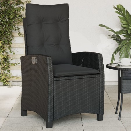 Sillón reclinable de jardín con cojines ratán sintético negro de , Sillas de jardín - Ref: Foro24-365209, Precio: 151,09 €, D...