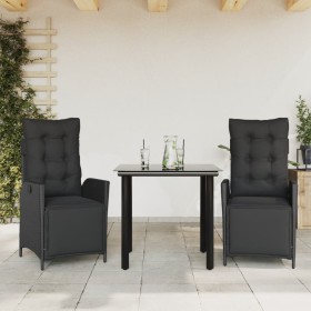Set comedor de jardín 3 pzas con cojines ratán sintético negro en Conjuntos de jardín | Comprar online en Foru.es