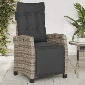 Sillón reclinable de jardín con reposapiés ratán sintético gris de , Sillas de jardín - Ref: Foro24-365235, Precio: 162,36 €,...