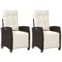 Sillones reclinables jardín y reposapiés 2 uds ratán PE marrón de , Sillas de jardín - Ref: Foro24-365242, Precio: 273,61 €, ...