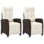 Sillones reclinables jardín y reposapiés 2 uds ratán PE marrón de , Sillas de jardín - Ref: Foro24-365242, Precio: 267,26 €, ...