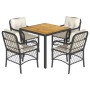 Set de muebles jardín 5 pzas con cojines ratán sintético negro de , Conjuntos de jardín - Ref: Foro24-3212037, Precio: 462,35...