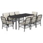 Set de comedor de jardín 9 pzas y cojines ratán sintético negro de , Conjuntos de jardín - Ref: Foro24-3212023, Precio: 881,6...