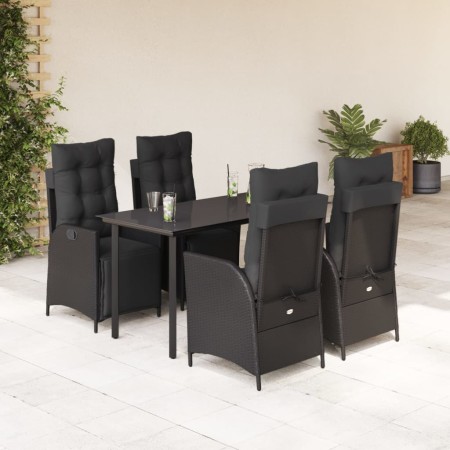 Set de muebles jardín 5 pzas con cojines ratán sintético negro en Conjuntos de jardín | Comprar online en Foru.es
