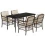 Set comedor de jardín 5 piezas y cojines ratán sintético marrón de , Conjuntos de jardín - Ref: Foro24-3212113, Precio: 496,8...